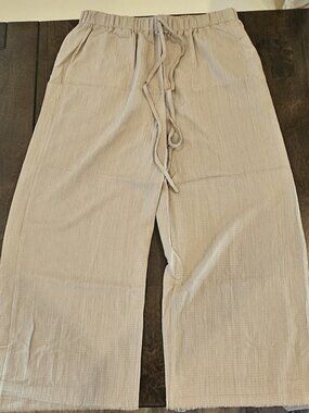 Women's Wide Leg Summer Pants with Drawstring and pockets